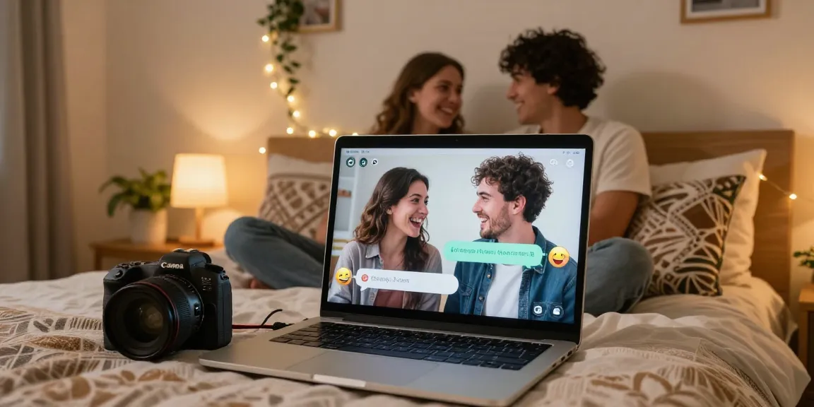 Engaging sex chat ai conversation between a couple in a cozy bedroom setting.