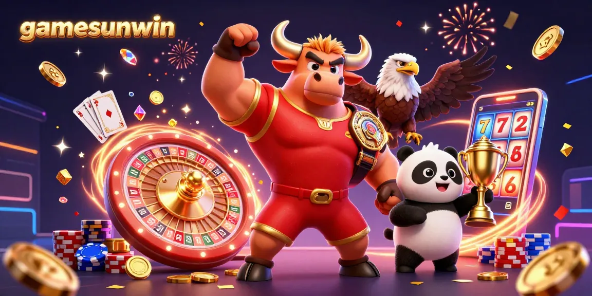 Experience the excitement of gamesunwin with a vibrant 3D casino scene bursting with action!