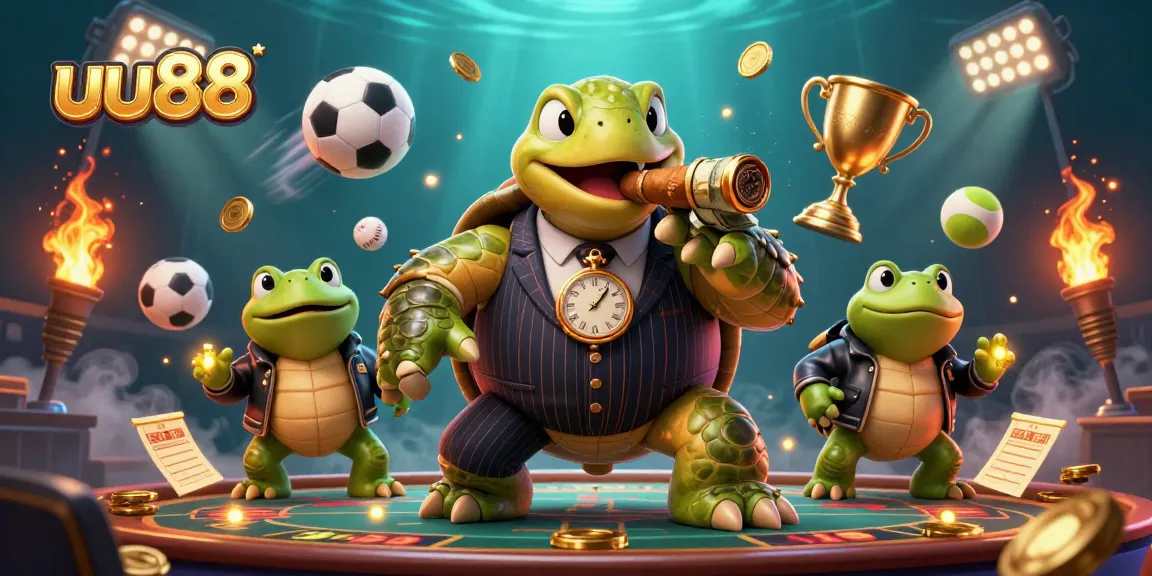 uu88 tournament scene with a snapping turtle and bullfrog enforcers lighting up the casino floor