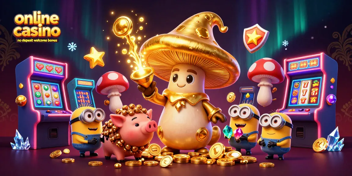 Experience the online casino no deposit welcome bonus with the lucky golden mushroom wizard and treasure-filled adventure.
