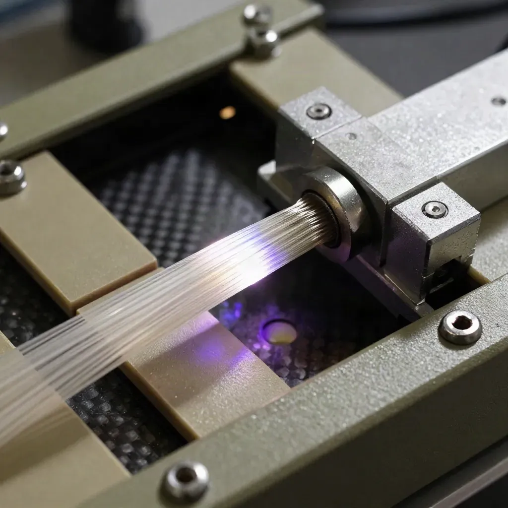 Fibre optics, mirror mount and cryogenic sample holder on a quantum optics bench.