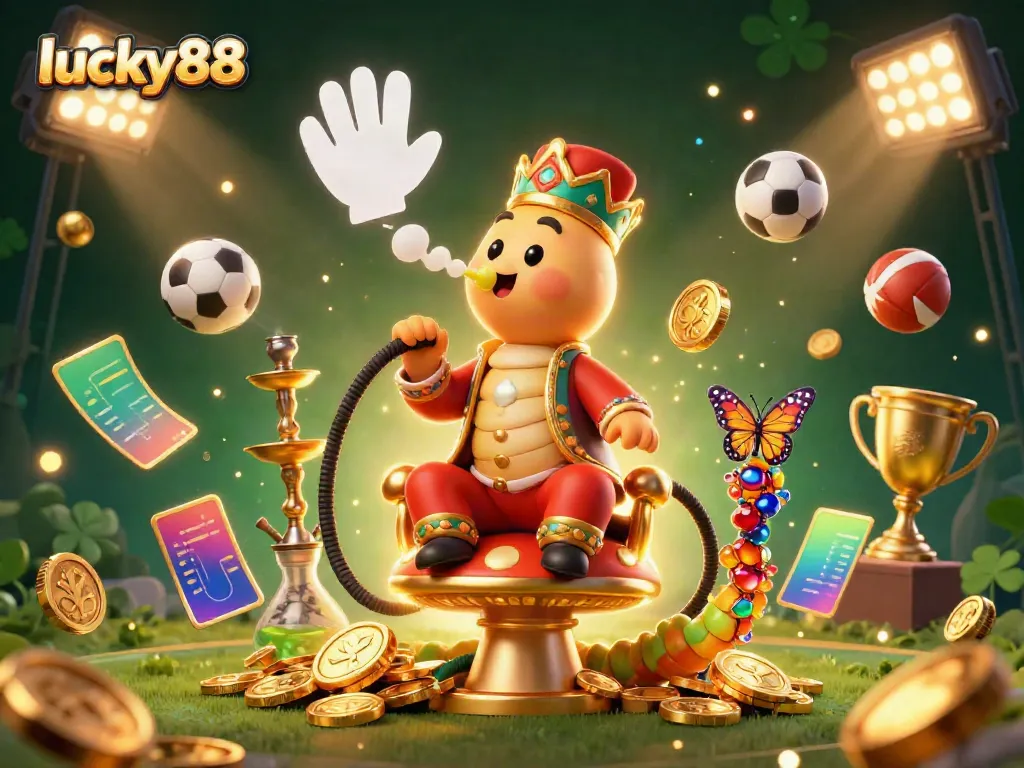 Experience winning moments at lucky88 with vibrant 3D casino characters and elements dynamically interacting.