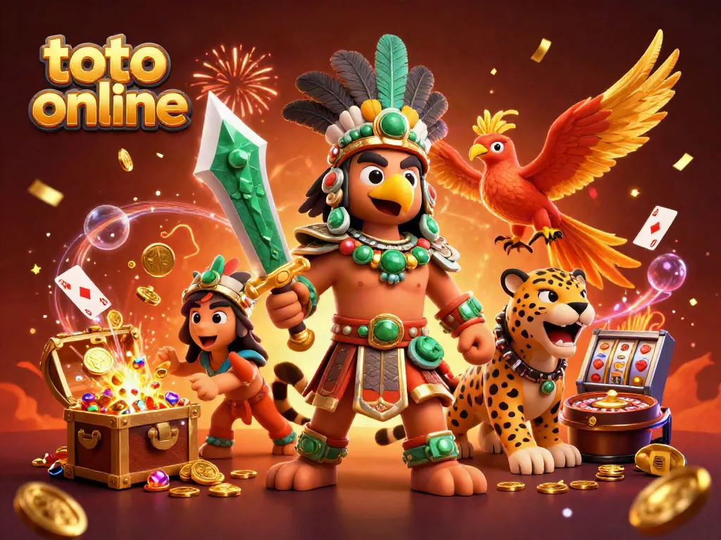 Engage with toto online gaming featuring a vibrant Aztec warrior scene with roulette and slot elements.