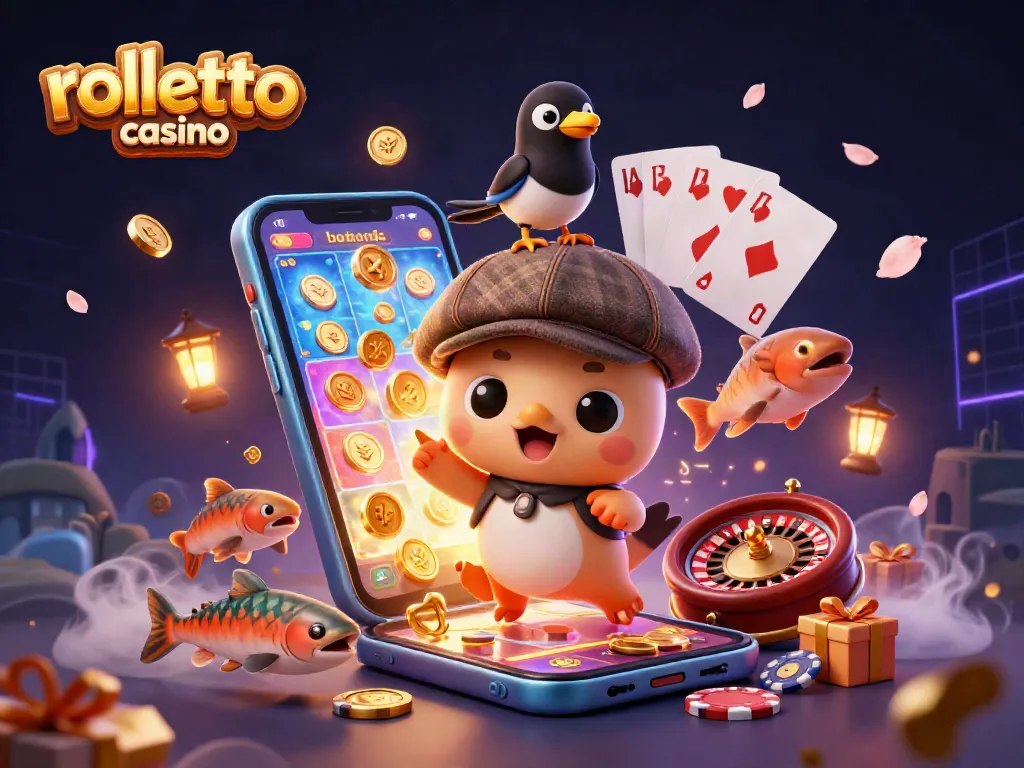 Engage with rolletto casino's vibrant 3D illustration showing charm and excitement in gaming.